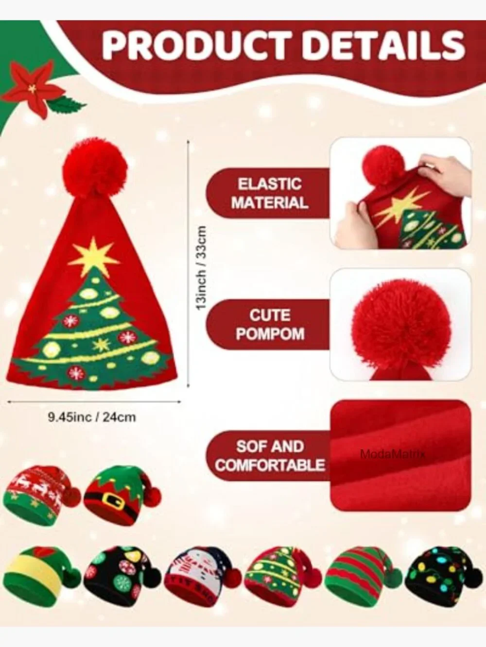 16 Pcs Knitted Hat and Scarf Sets Winter Pom Beanie Gift Pack